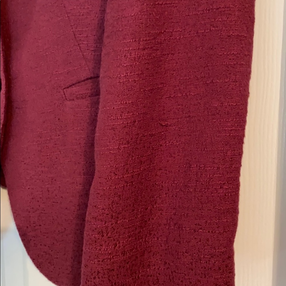 Loft 10 Red Textured No Collar Structured Blazer - image 6